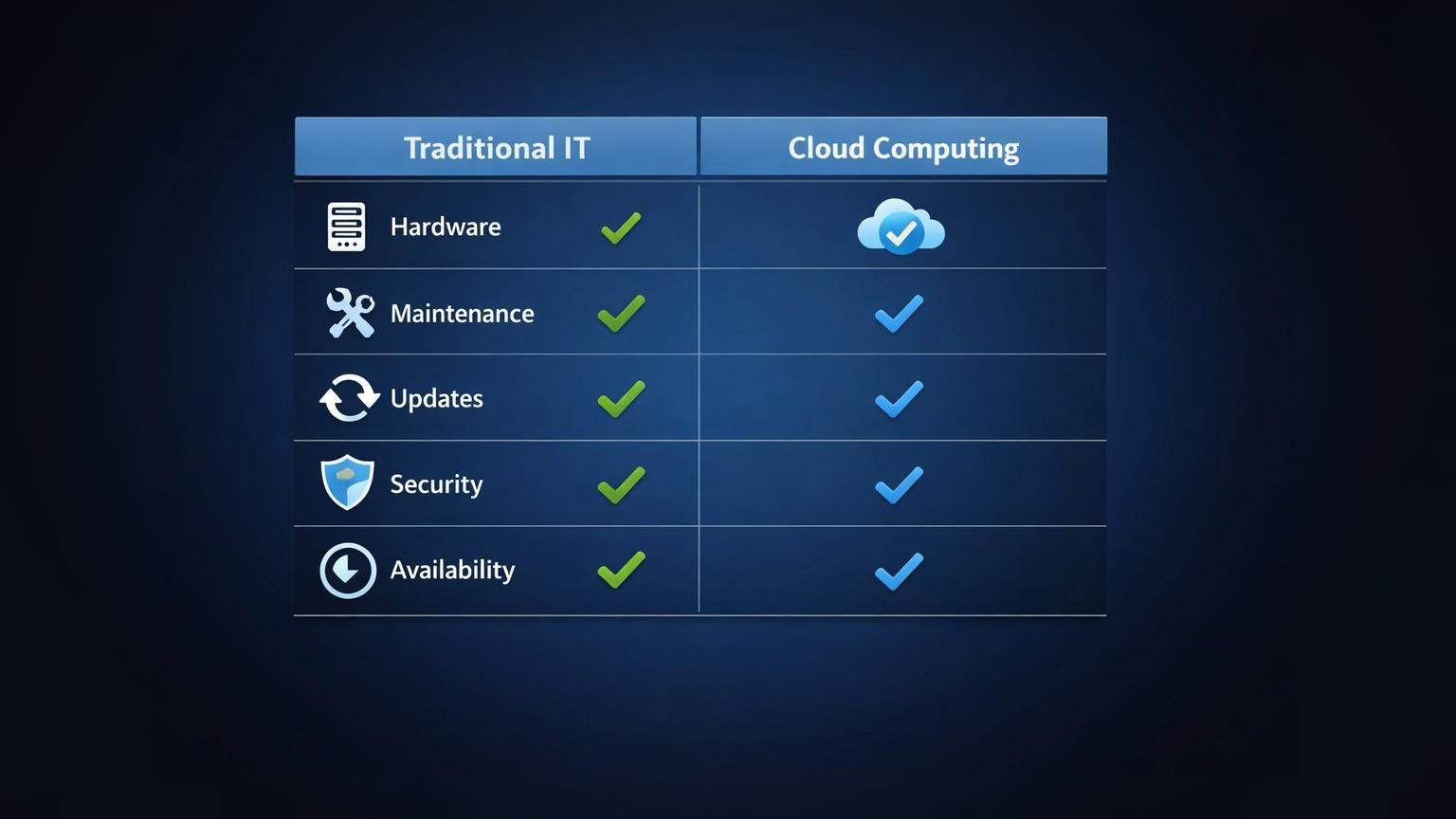 Traditional IT and cloud responsibility comparison